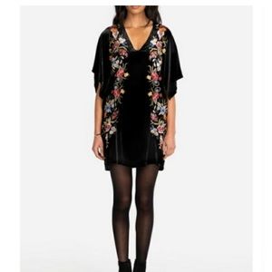 Johnny was velvet embroidered isla silk blend dress